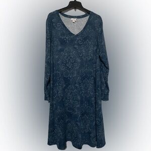 2XL Emily LulaRoe V Neck Long Sleeve Dress with POCKETS MODEST EXTRA LARGE